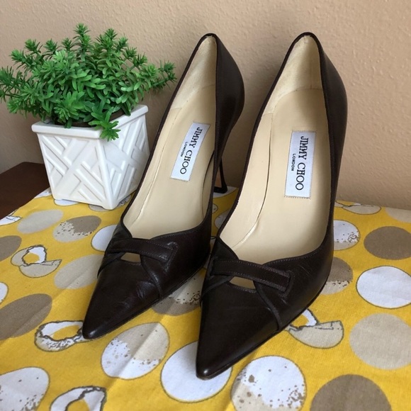 Jimmy Choo Shoes - Jimmy Choo Espresso pointed kitten heels sz 37